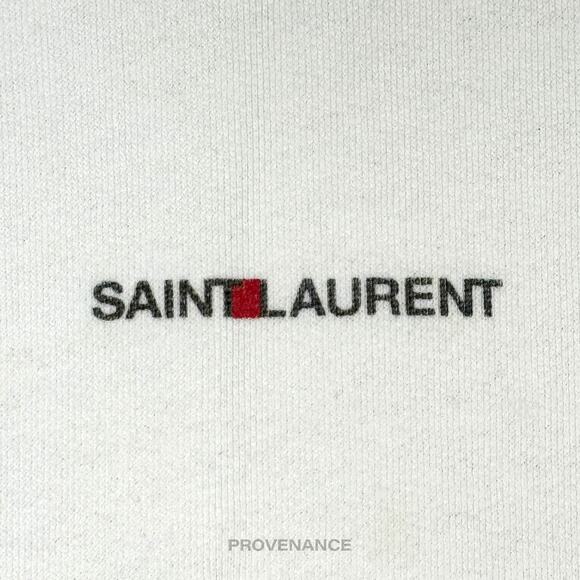 🔴  Saint Laurent Paris SLP Logo Hoodie - White - Picture 3 of 7